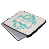 Aquamarin-Chic Damask Laptop-Sieb Laptopschutzhülle (Vorne Knopf)