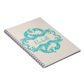 Aquamarin-Chic-Damask-Notebook Notizblock (Rechte Seite)