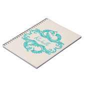 Aquamarin-Chic-Damask-Notebook Notizblock (Linke Seite)
