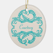 Aquamarin Chic Damask Ornament (Links)