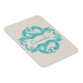 Aquamarin Chic Damask Premium Magnet (Rechte Seite)