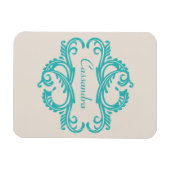 Aquamarin Chic Damask Premium Magnet (Horizontal)