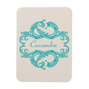 Aquamarin Chic Damask Premium Magnet
