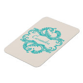 Aquamarin Chic Damask Premium Magnet (Linke Seite)