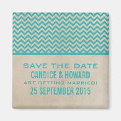 Aquamarin Chic Zickzack Speichern des Datumsfenste Magnet (Vorne)