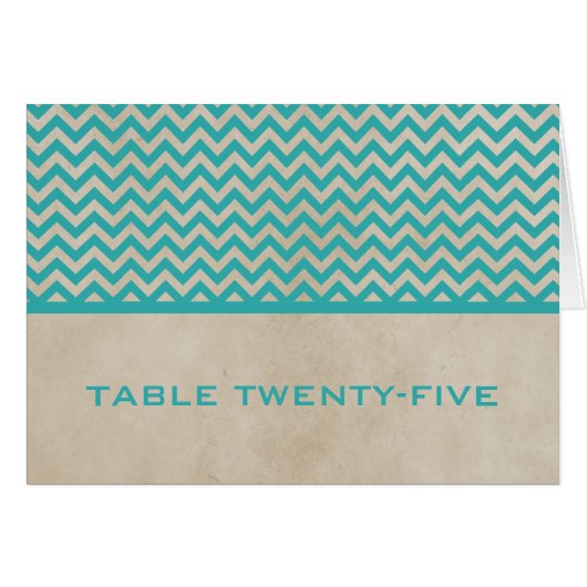Aquamarin Chic Zickzack Tischnummer Card (Vorderseite (Horizontal))