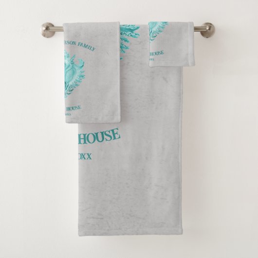 Aquamarin Conch Muschel Badetuch Set (Insitu)