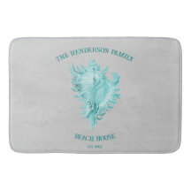 Aquamarin Conch Muschel Bath Mat