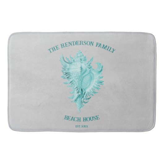 Aquamarin Conch Muschel Bath Mat Badematte (Vorderseite)