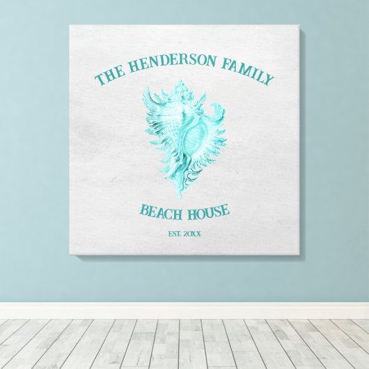 Aquamarin Conch Muschel Canvas Print Leinwanddruck (Insitu (Holzboden))