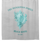 Aquamarin Conch Muschel Duschvorhang (Vorderseite)