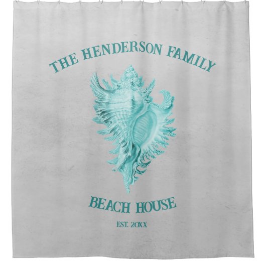 Aquamarin Conch Muschel Duschvorhang (Vorderseite)