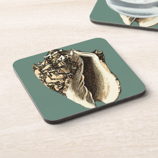 Aquamarin Conch-Muschel Getränkeuntersetzer (Linke Seite)