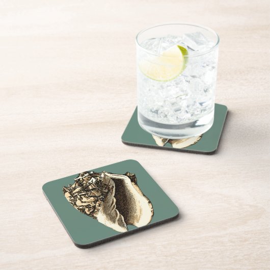 Aquamarin Conch-Muschel Getränkeuntersetzer (Rechte Seite)