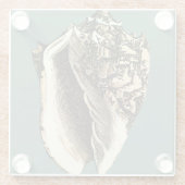 Aquamarin Conch-Muschel Glasuntersetzer (Rückseite)