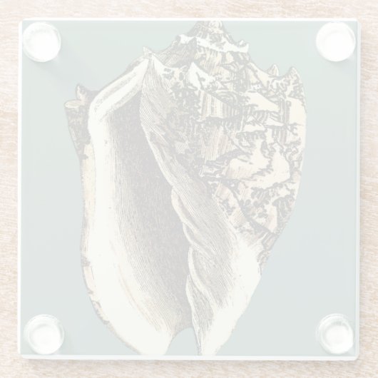 Aquamarin Conch-Muschel Glasuntersetzer (Rückseite)