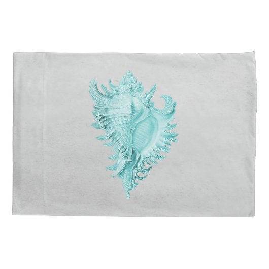 Aquamarin Conch Muschel Pillow Case Kissenbezug (Rückseite)
