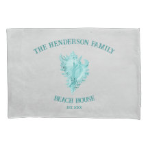 Aquamarin Conch Muschel Pillow Case