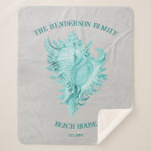 Aquamarin Conch Muschel Sherpa Blanket Sherpadecke (Vorderseite)