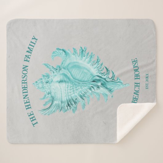 Aquamarin Conch Muschel Sherpa Blanket Sherpadecke (Vorderseite (Horizontal))