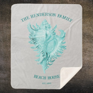 Aquamarin Conch Muschel Sherpa Blanket Sherpadecke