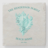 Aquamarin Conch Muschel Stone Untersetzer (Vorderseite)