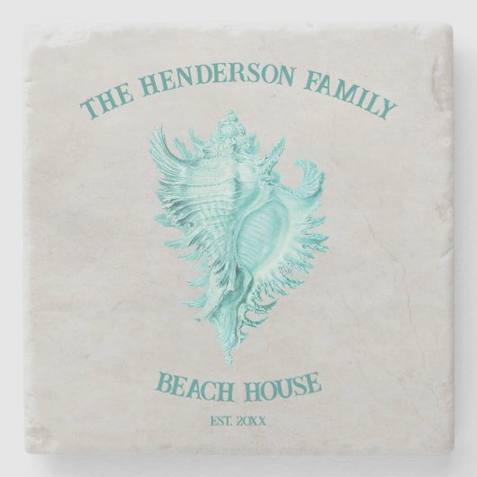 Aquamarin Conch Muschel Stone Untersetzer (Vorderseite)