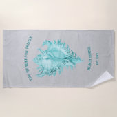 Aquamarin Conch Muschel Strandtuch (Vorderseite)