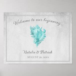 Aquamarin Conch Muschel Wedding Poster