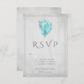 Aquamarin Conch Muschel Wedding RSVP Card (Vorne/Hinten)