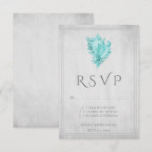 Aquamarin Conch Muschel Wedding RSVP Card Karte (Vorne/Hinten)