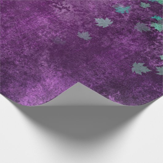 Aquamarin Confetti auf Lila Geschenkpapier (Ecke)