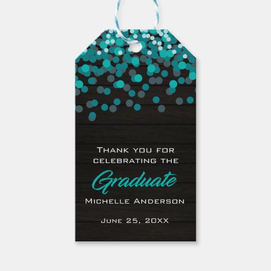 Aquamarin Confetti Graduate Vielen Dank Abschluss  Geschenkanhänger (Vorderseite)