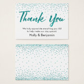 Aquamarin Confetti Script Vielen Dank für Ihre Unt (Vorne & Hinten)