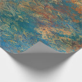 Aquamarin Cooper Patina Geschenkpapier (Ecke)