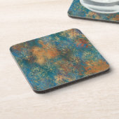 Aquamarin Cooper Patina Getränkeuntersetzer (Linke Seite)