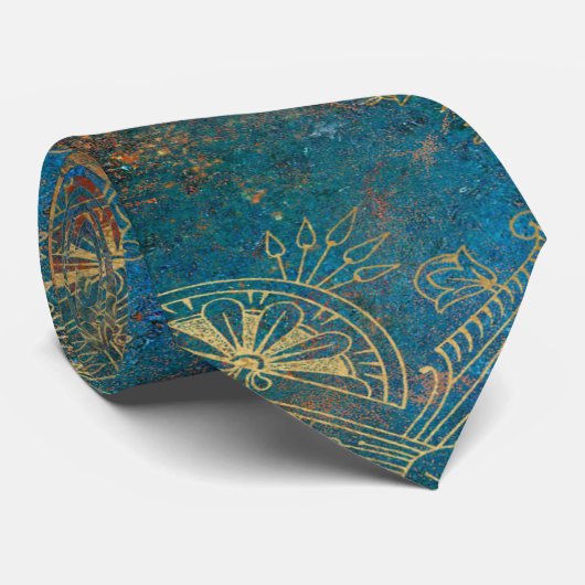 Aquamarin Cooper Patina Krawatte (Gerollt)