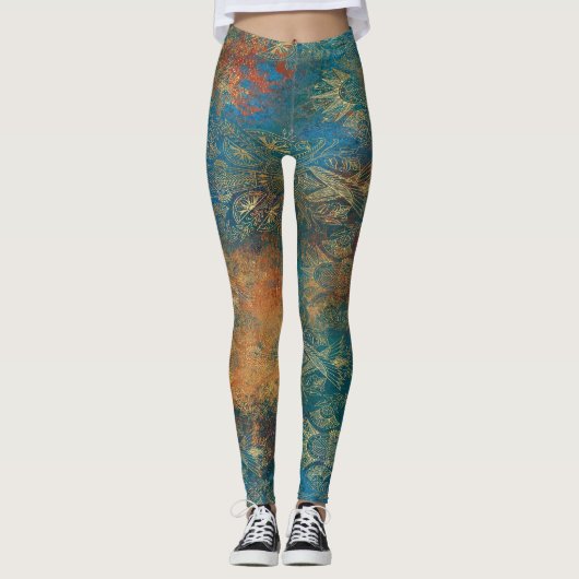 Aquamarin Cooper Patina Leggings (Vorderseite)