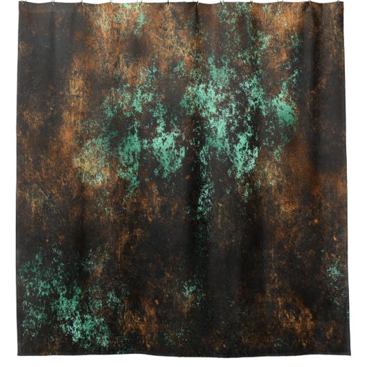 Aquamarin Cooper Patina Metallic Duschvorhang (Vorderseite)