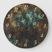 Aquamarin Cooper Patina Metallic Große Wanduhr (Vorderseite)