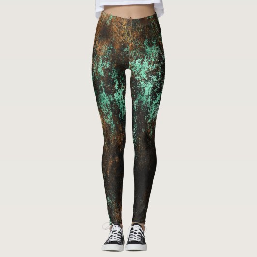 Aquamarin Cooper Patina Metallic Leggings (Vorderseite)