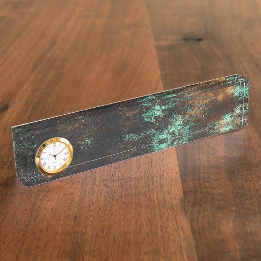 Aquamarin Cooper Patina Metallic Namensplakette (Seite)