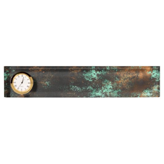 Aquamarin Cooper Patina Metallic Namensplakette (Vorderseite)