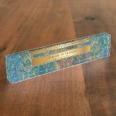 Aquamarin Cooper Patina Namensplakette (Seite)