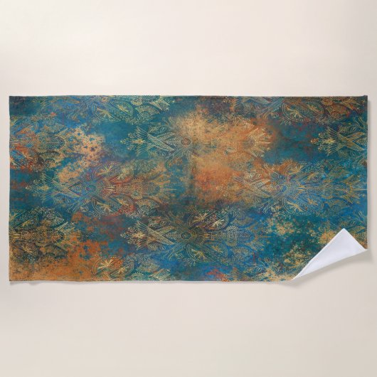 Aquamarin Cooper Patina Strandtuch (Vorderseite)