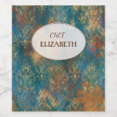 Aquamarin Cooper Patina Weinetikett (Einzelnes Label)