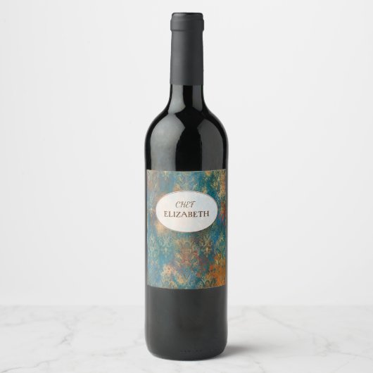 Aquamarin Cooper Patina Weinetikett (Vorderseite)