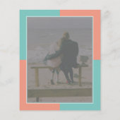 Aquamarin & Coral 2-Foto-Budget Einladung zur Hoch (Rückseite)