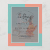 Aquamarin & Coral 2-Foto-Budget Einladung zur Hoch (Vorderseite)