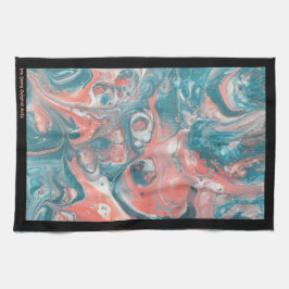 Aquamarin Coral Abstrakt Black Original Acrylic Geschirrtuch